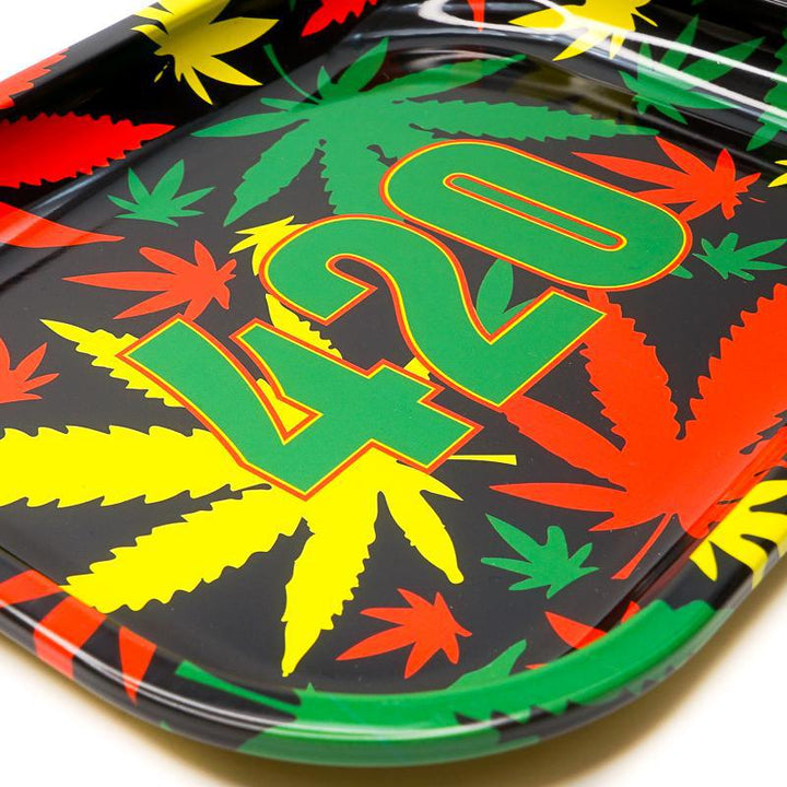 420 Rasta Pot Leaves Rolling Tray