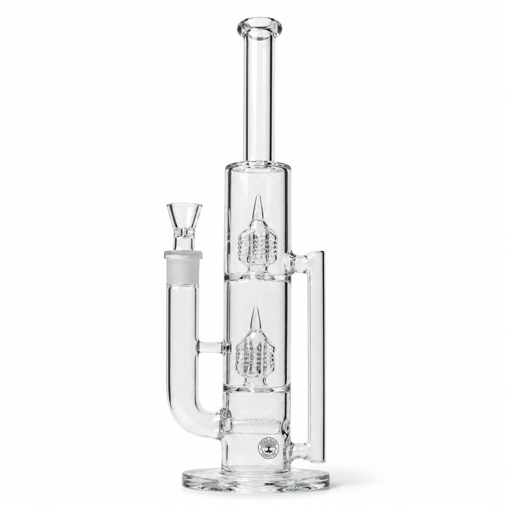Roots Glass - 16" Grid Stem Recycler Bong