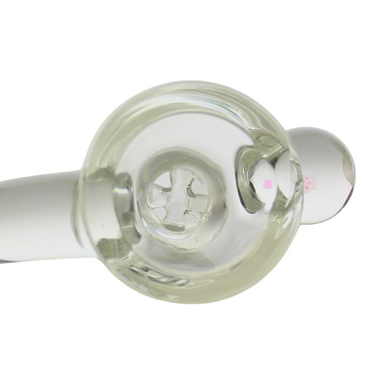 Roots Glass - 14mm Clear 4 Hole Horn Bowl w/ Opal