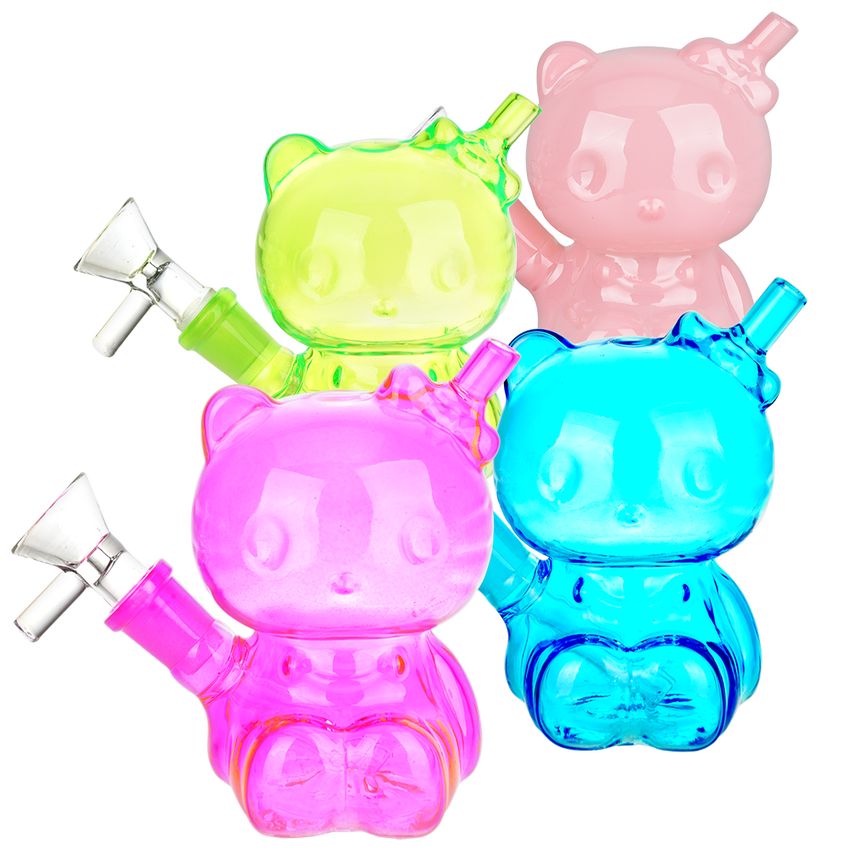 Hey There Kitty Glass Water Pipe - 4" / 14mm