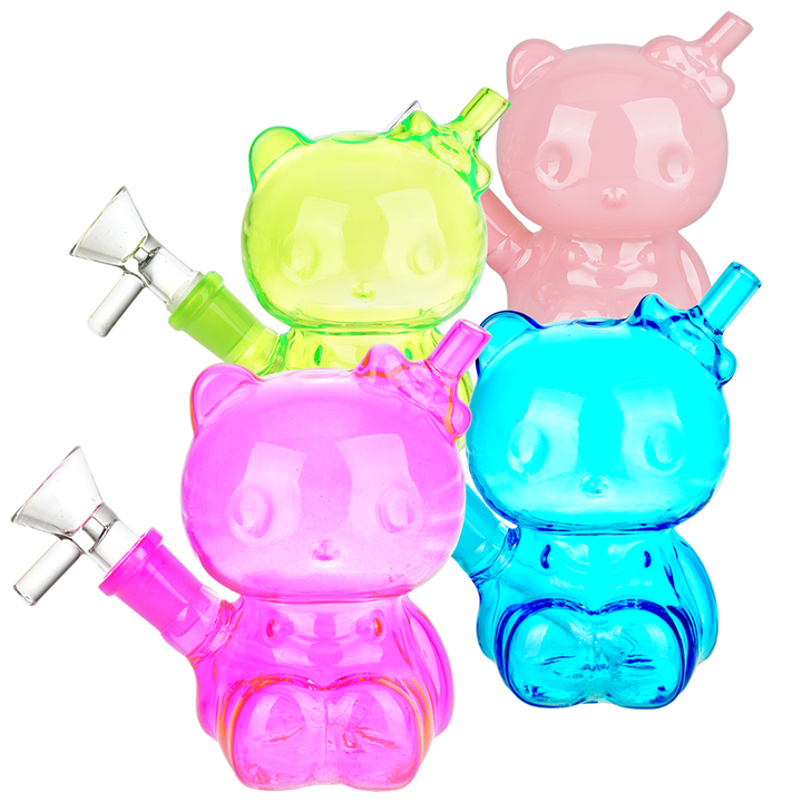 Hey There Kitty Glass Water Pipe - 4" / 14mm