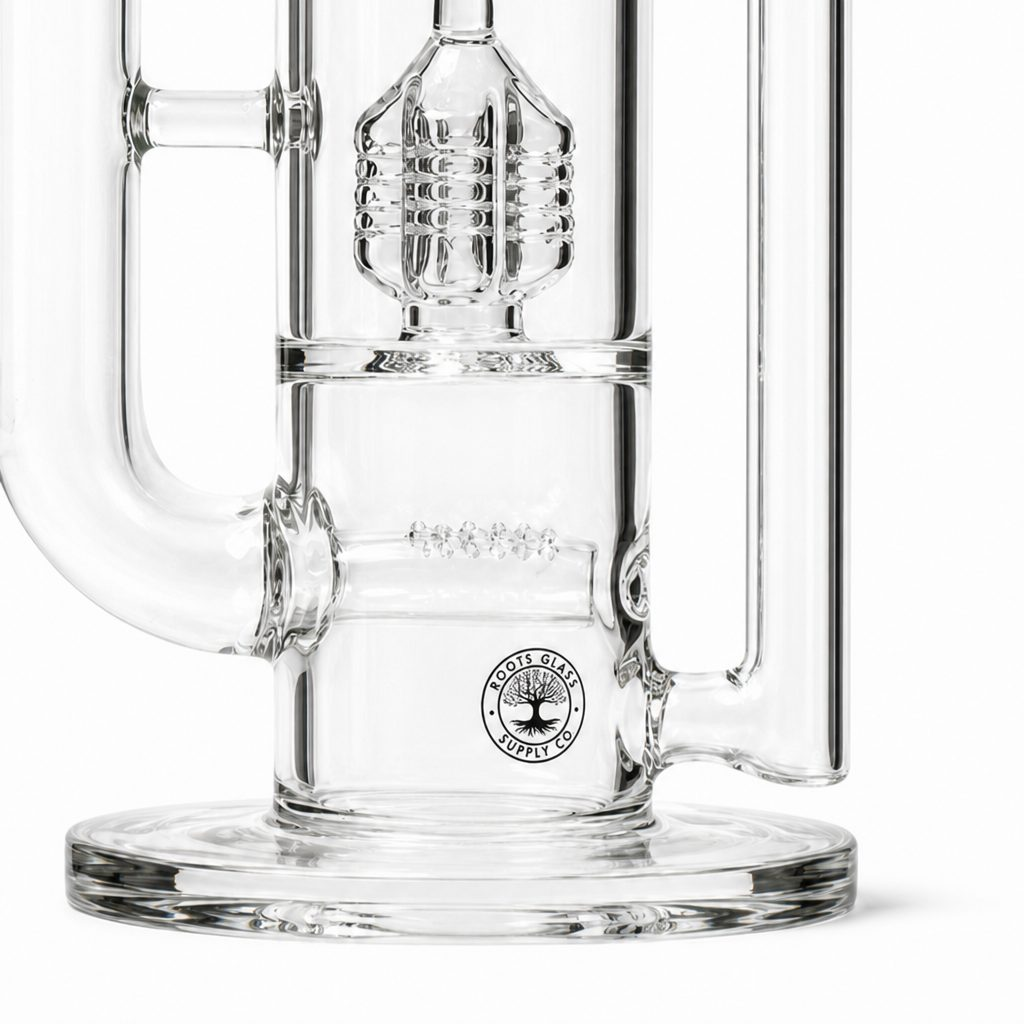 Roots Glass - 16" Grid Stem Recycler Bong