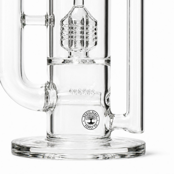 Roots Glass - 16" Grid Stem Recycler Bong