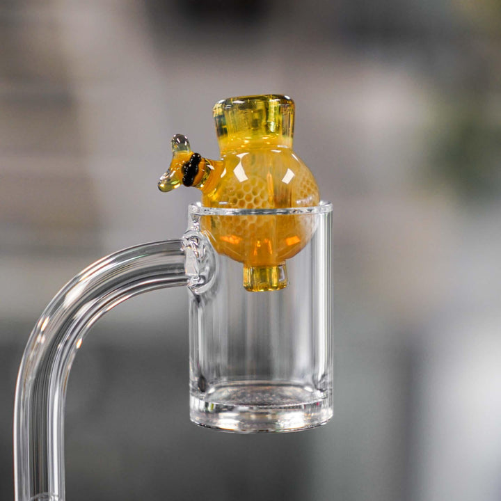 Joe Peters - 18mm Fumed Honeycomb Bubble Cap with Bee