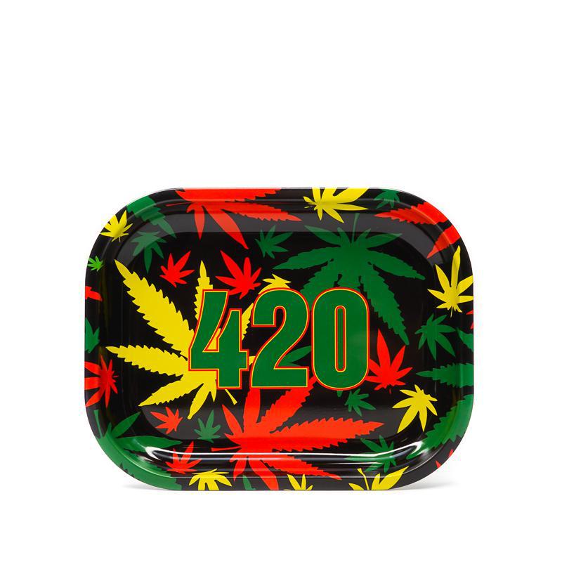 420 Rasta Pot Leaves Rolling Tray